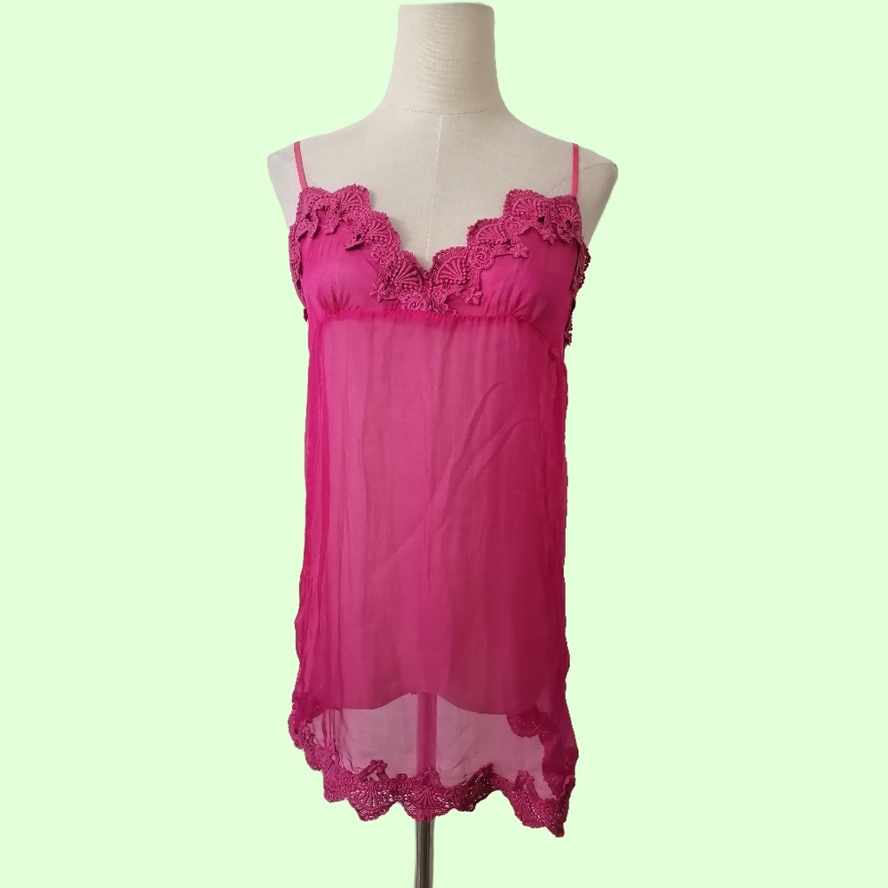 sz: M, hot pink silk tank top